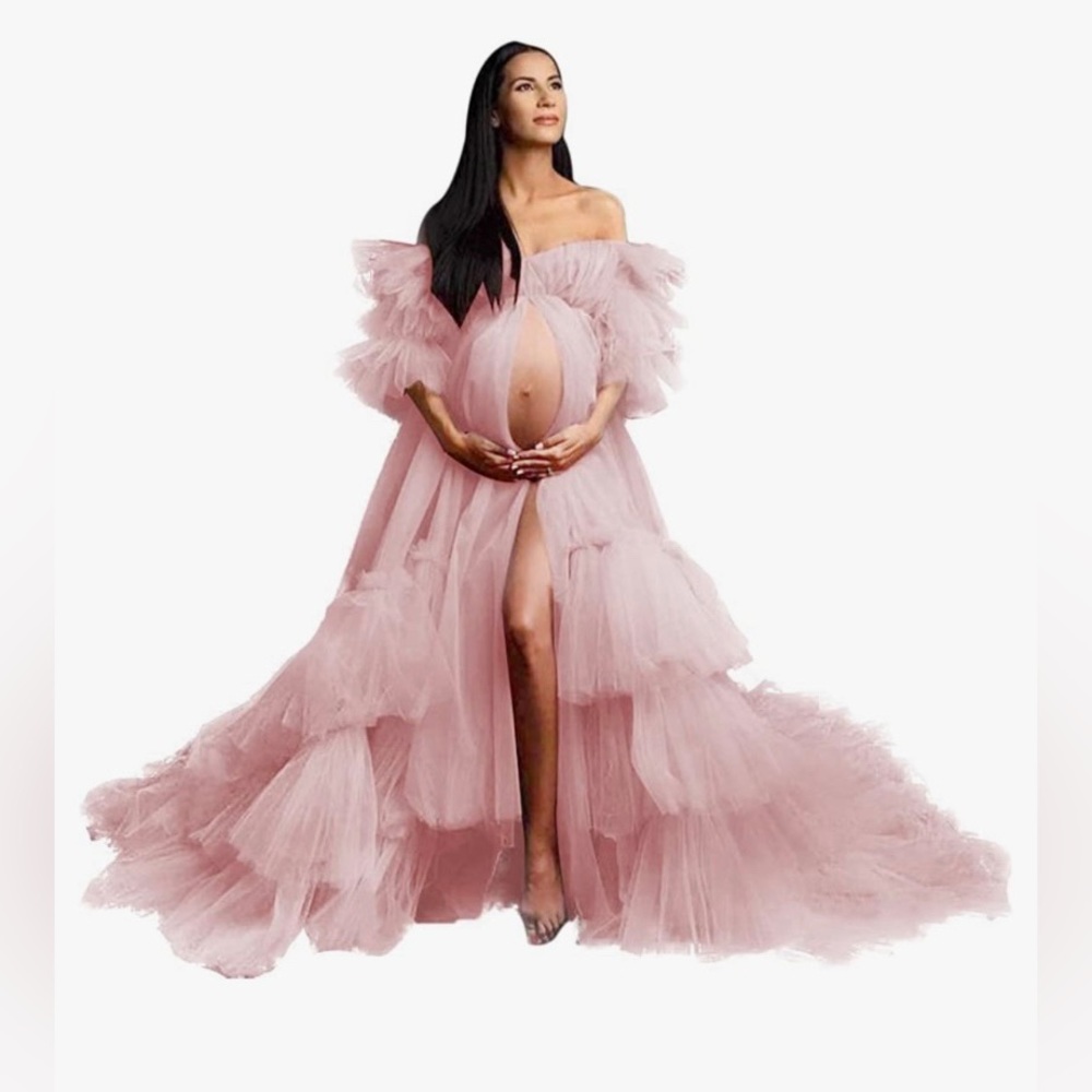 Long Tulle Robe Maternity Photoshoot Sheer
Dress Gown